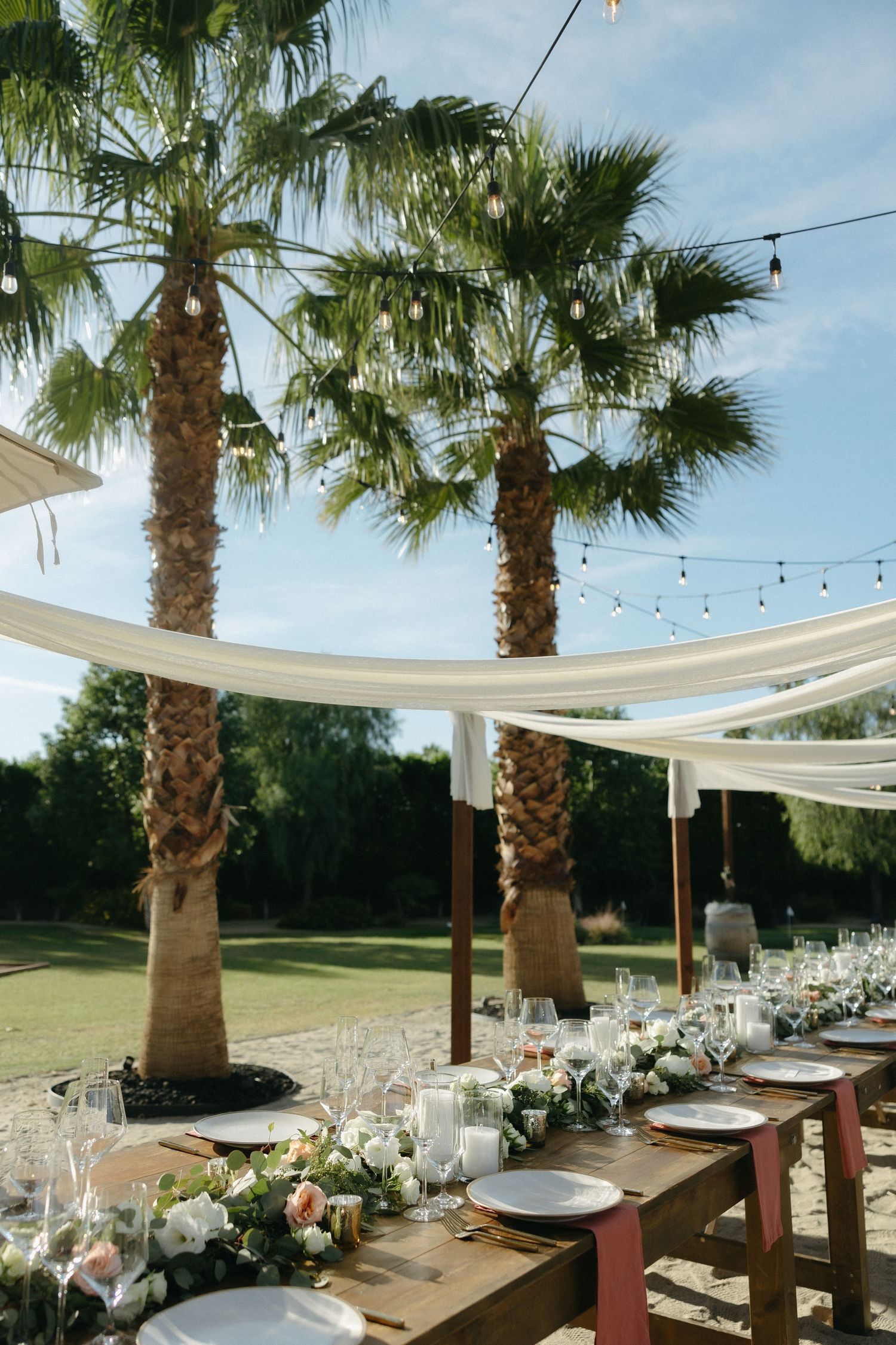 Palm Springs wedding reception set up