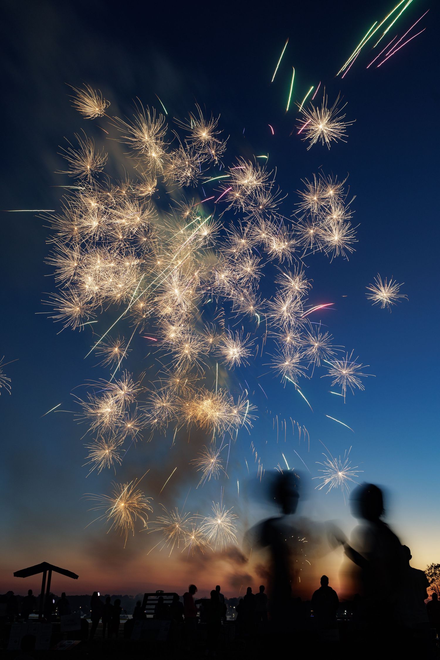 Fireworks at sunset