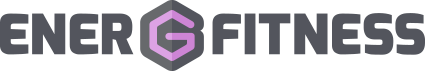 Modern fitness brand logo with hexagonal G design in grey and purple.