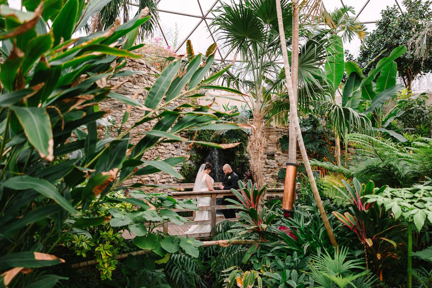 Winter elopement at the Des Moines Botanical Garden