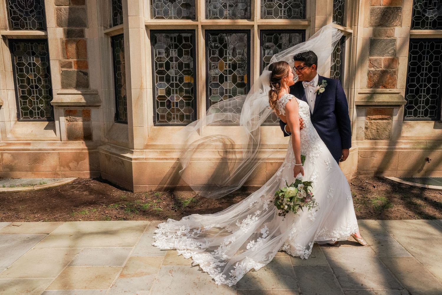 Mother nature takes the veil in the UofM Law Quad wedding portraits