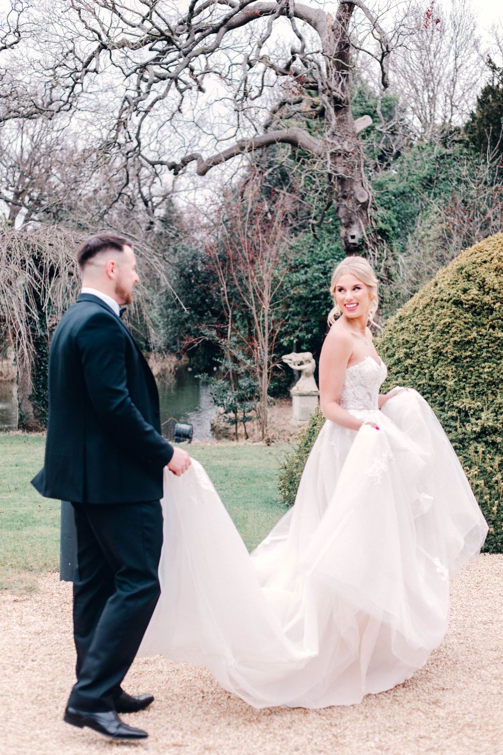 bride and groom portraits manor by the lake cheltenham wedding photographer luxury