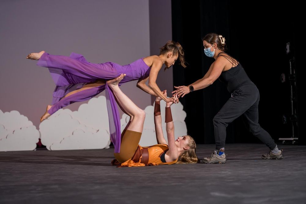 Alissa Kellar performs as Meg, Leah Underwood as Hercules and director Cori Wall.