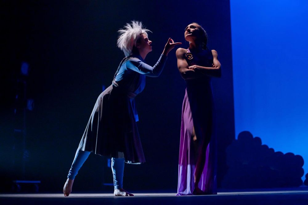 Halaya Mitchell performs as Hades, Alissa Kellar as Meg in NPA's Hercules, 2023.