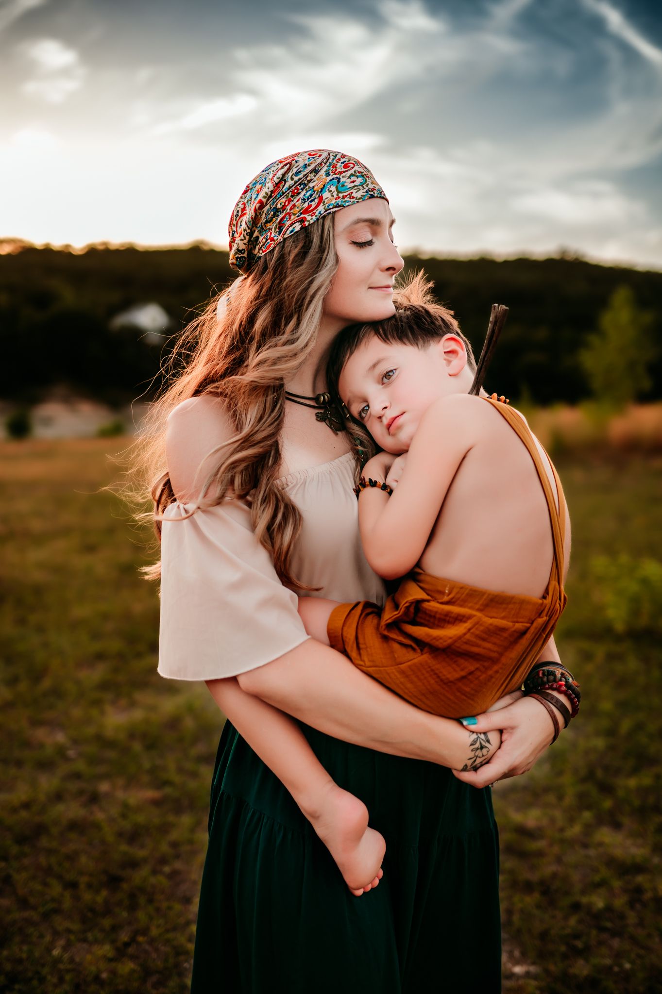 Mother holding child