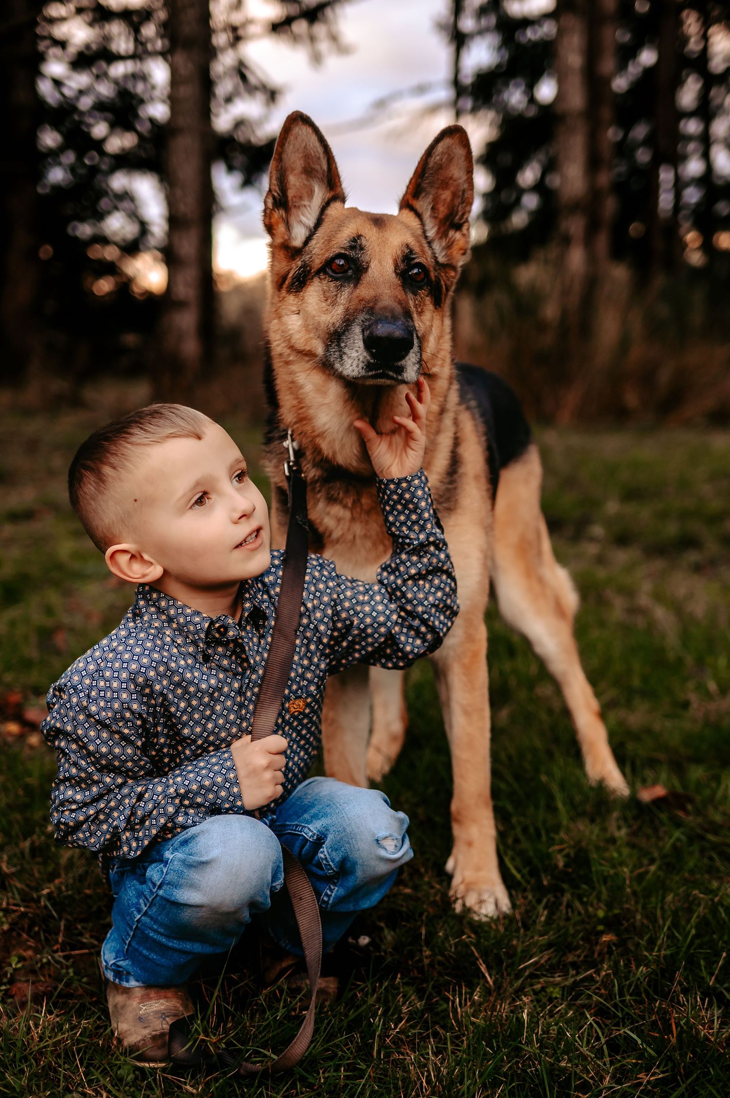 Boy with his German Shephard
