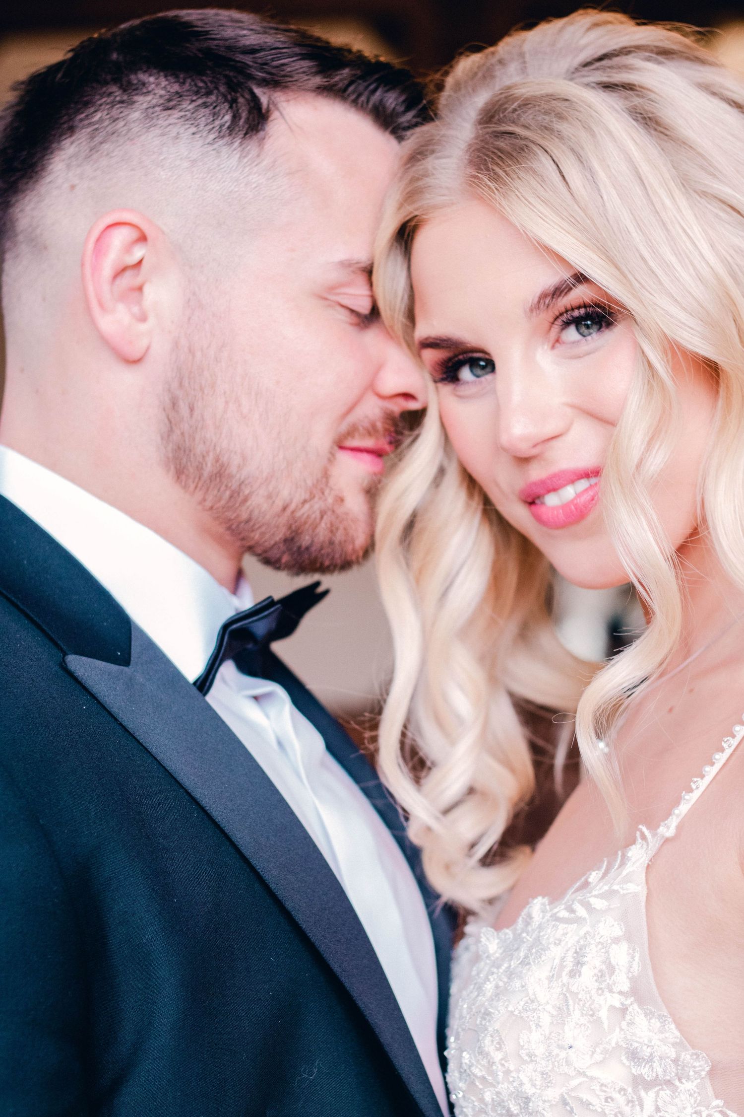 sweet and romantic bride and groom portrait