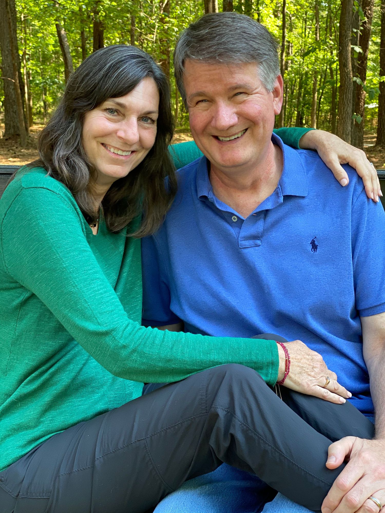 Couples portrait in woods