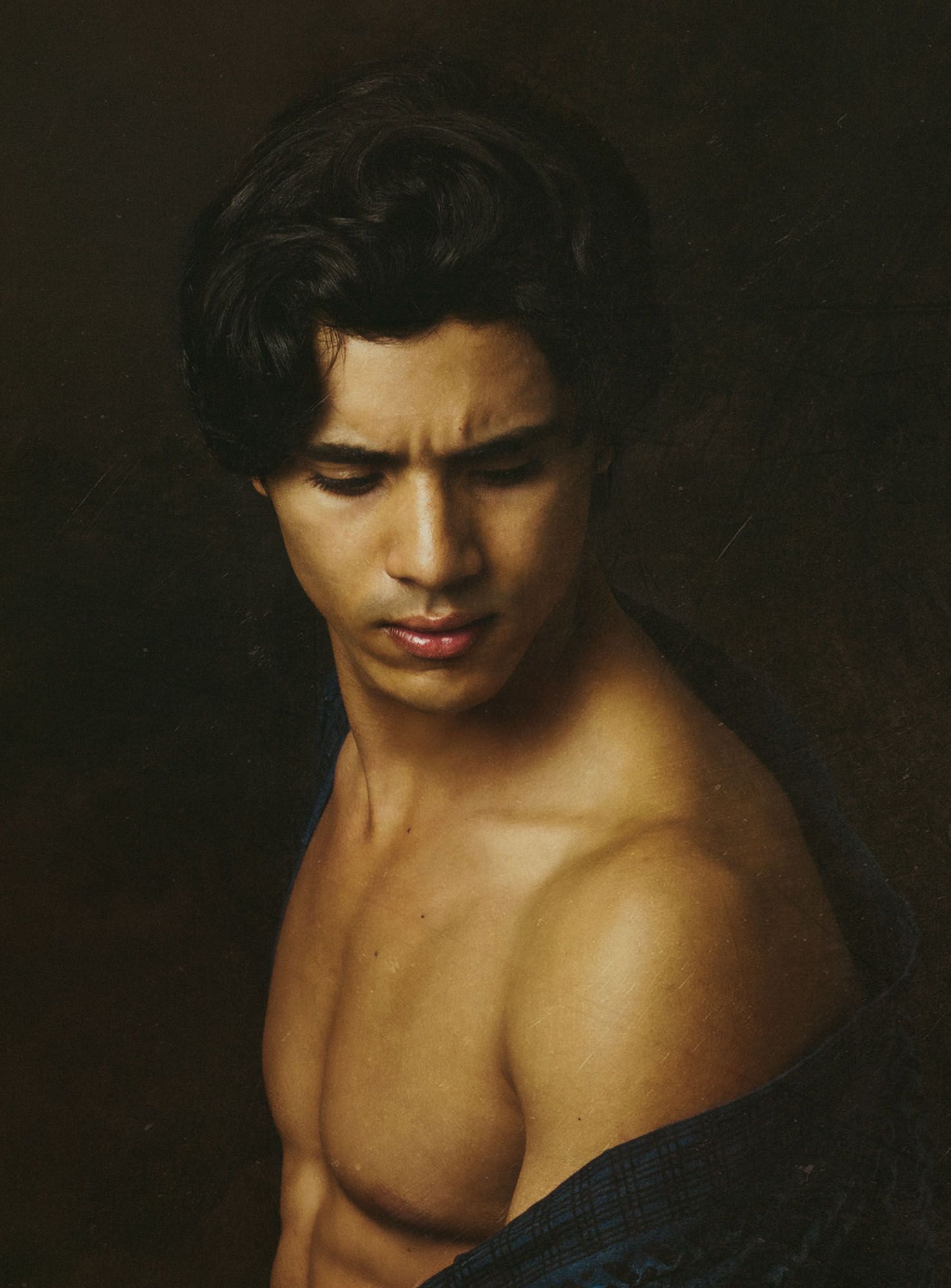 Portrait of a man, dramatic light. Portrait Photography session. studio photography, fine art photography.
