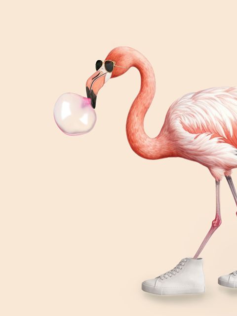 bubble gum flamingo design original wall art home decor