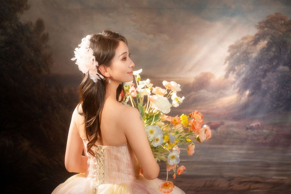 Romantic retro Hong Kong style studio wedding photography with soft diffused lighting, by Imagine Image Studio Auckland.