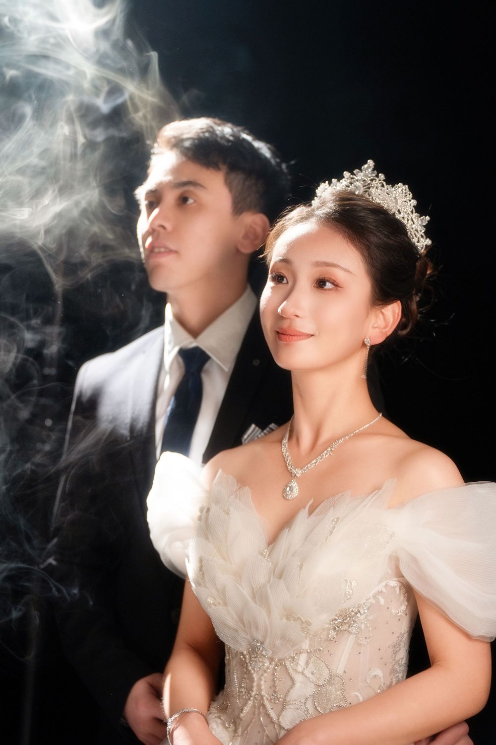 Romantic retro Hong Kong style studio wedding photography with soft diffused lighting, by Imagine Image Studio Auckland.