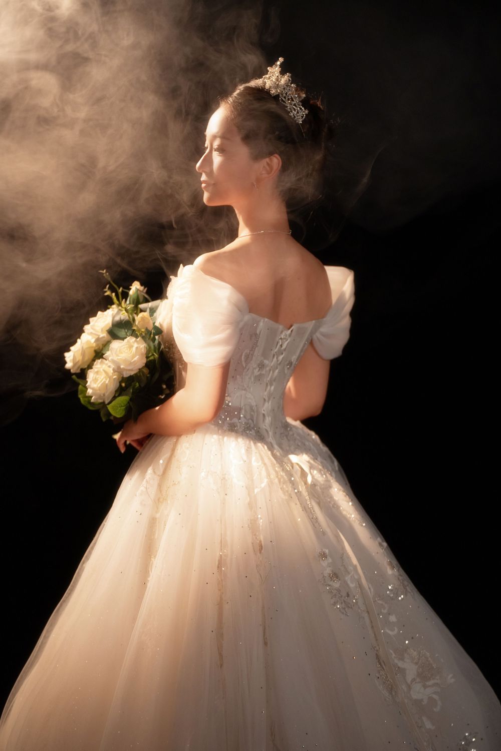 Romantic retro Hong Kong style studio wedding photography with soft diffused lighting, by Imagine Image Studio Auckland.