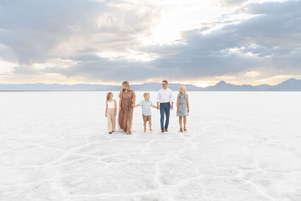 Beautiful family photo at Bonneville Salt Flats