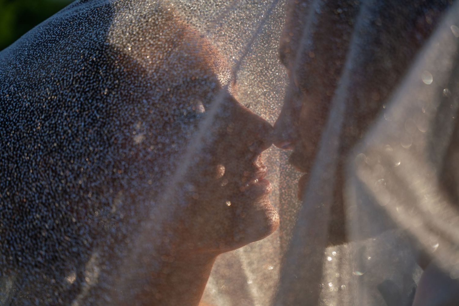 A blurry, dark image shows multiple silhouetted figures through a glass surface with a glowing reflection.