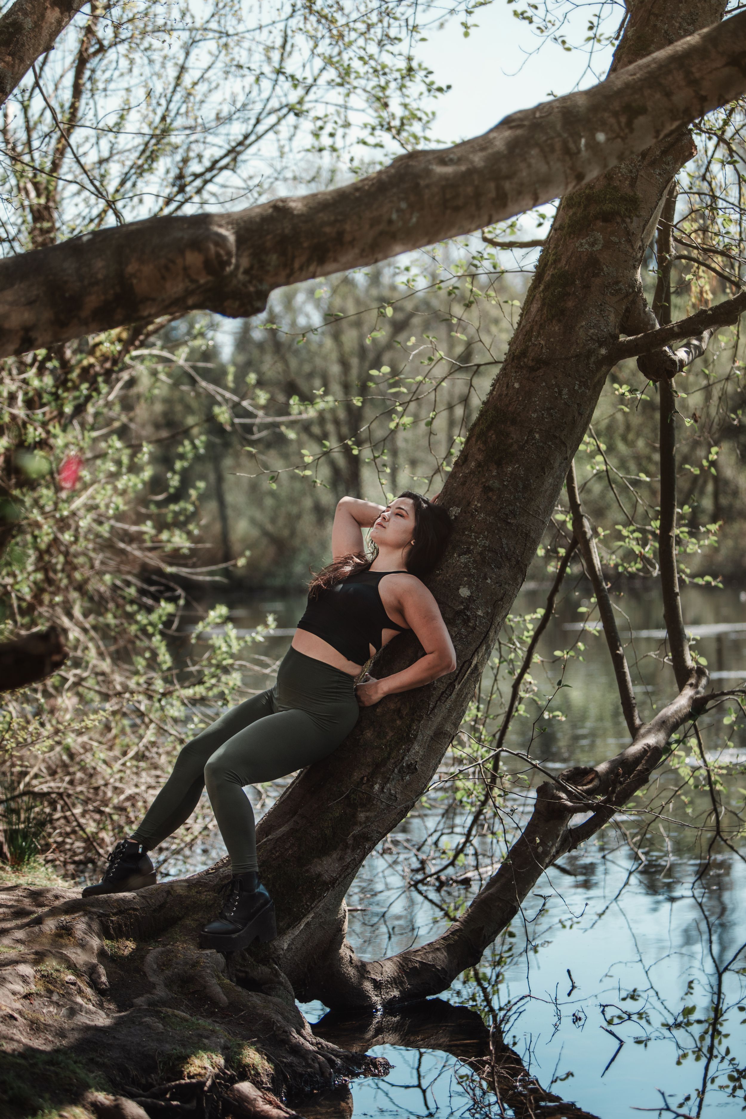 Washington, performers, Acro, acrobatics, splits, forest, green, Seattle, lake, trees