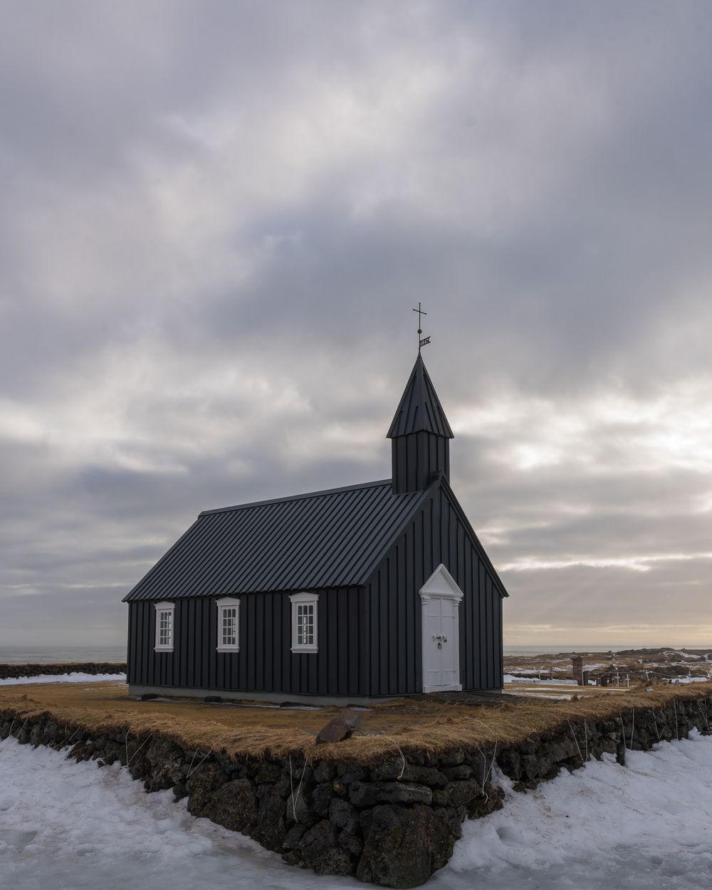 The black church of Budin, at sunrise.