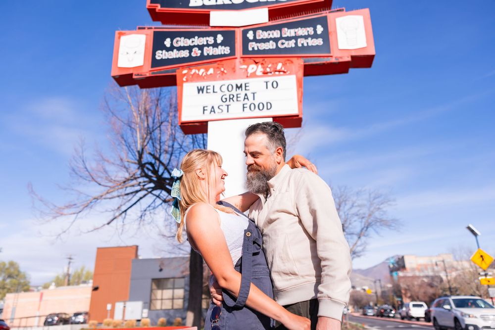 Salt Lake City Utah Photographer, candid relaxed couple on a date night at a drive through diner in sugar house