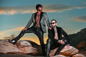 Editorial Desert Portrait of  James &  Brad Croft for a Philipp Plein Campaign by Marley Domeck at the Red Rock Canyon