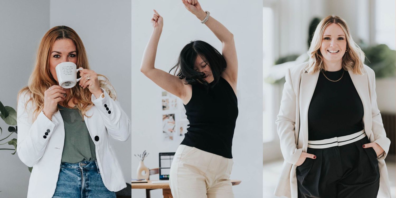 three portraits of different business woman showing off personality
