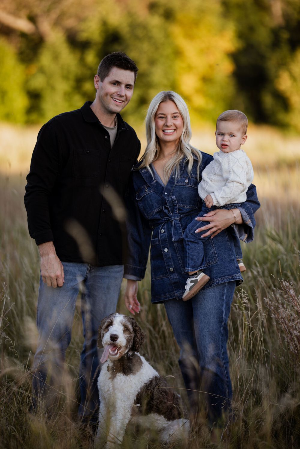 Family photo in field