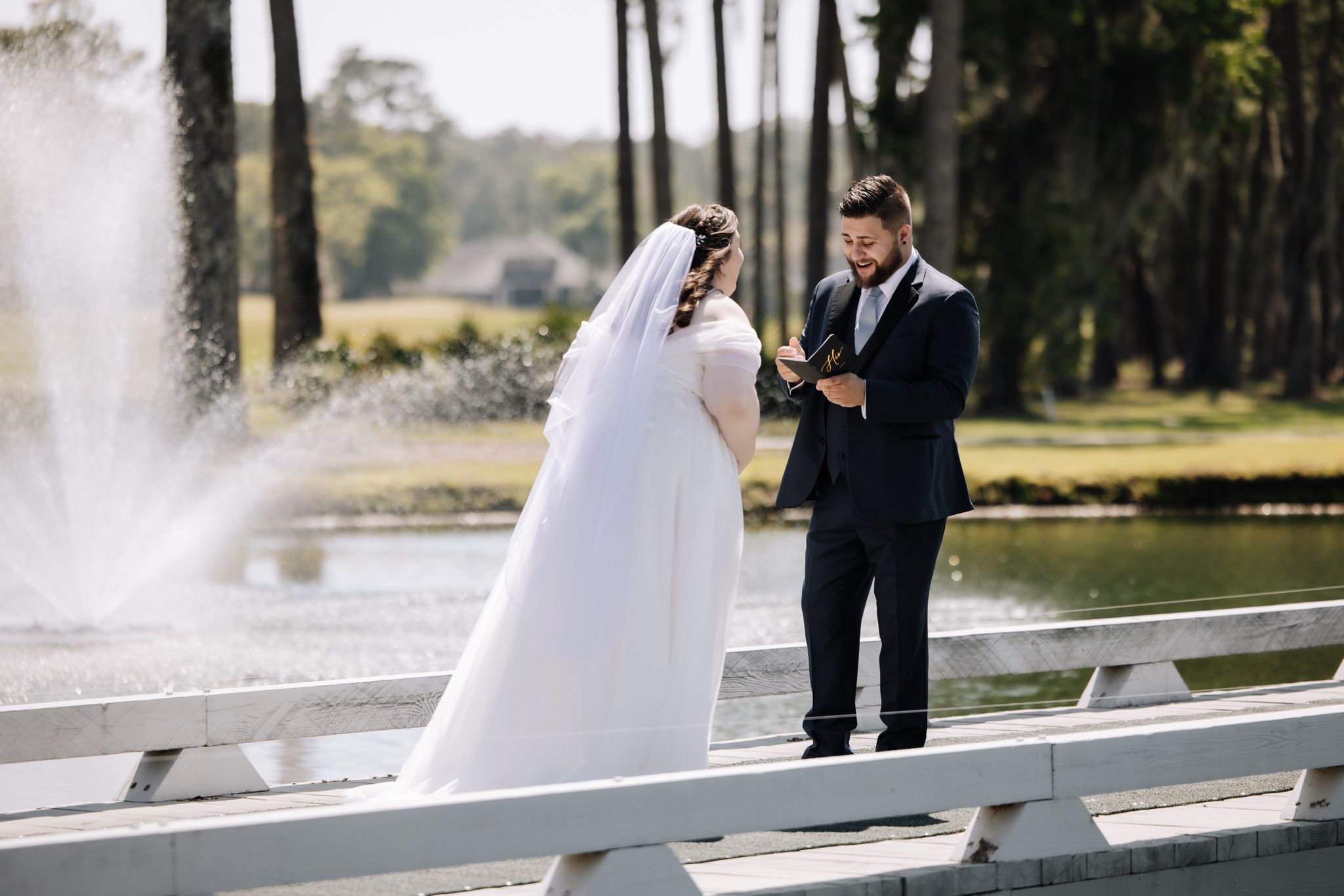 Bride and groom exchanging vows | Jacksonville + St. Augustine Florida Wedding Photographer | Eagle Harbor Golf Club Wedding