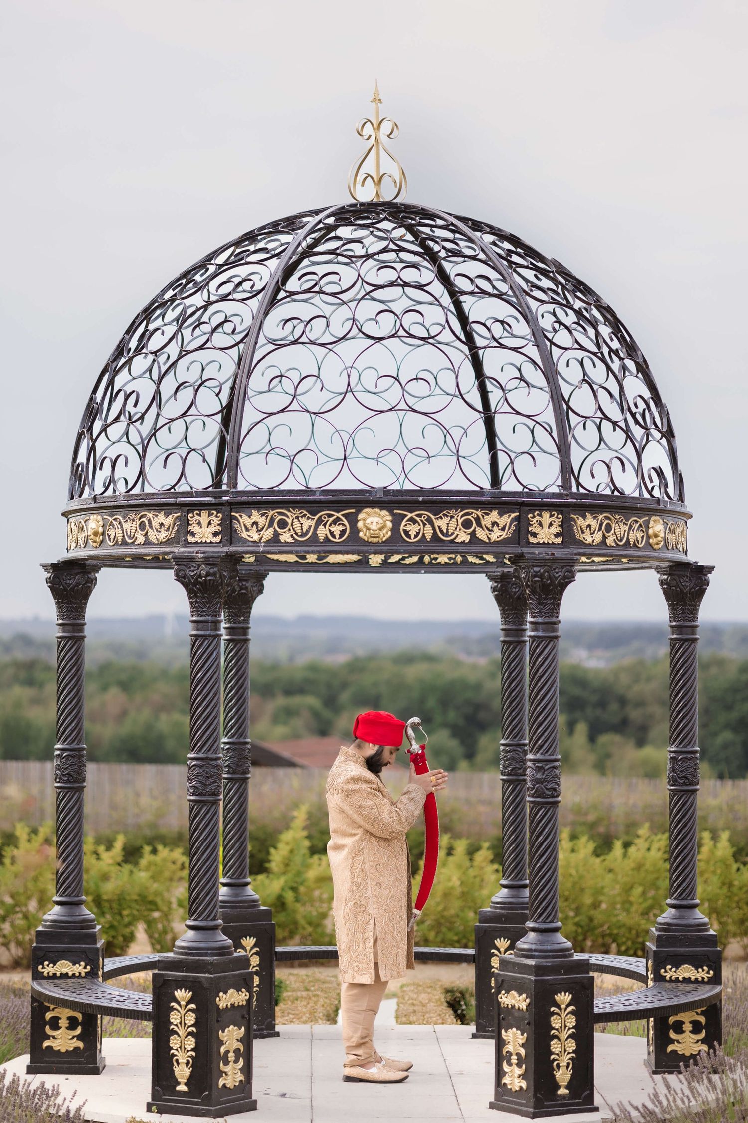 devoted Sikh praising Guru nanak before his wedding in manchester