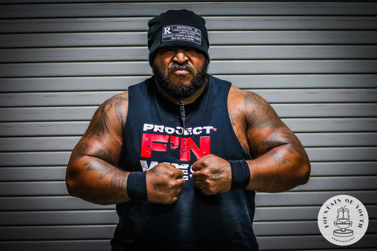 Portrait of professional wrestler Project Wes at World's Greatest Wrestling, Las Vegas, Nevada