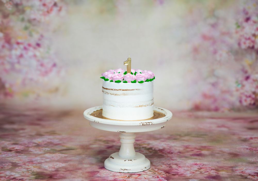 cake smash photo shoot, kids and baby photographer in schaumburg, il, flowers theme cake smash photo shoott