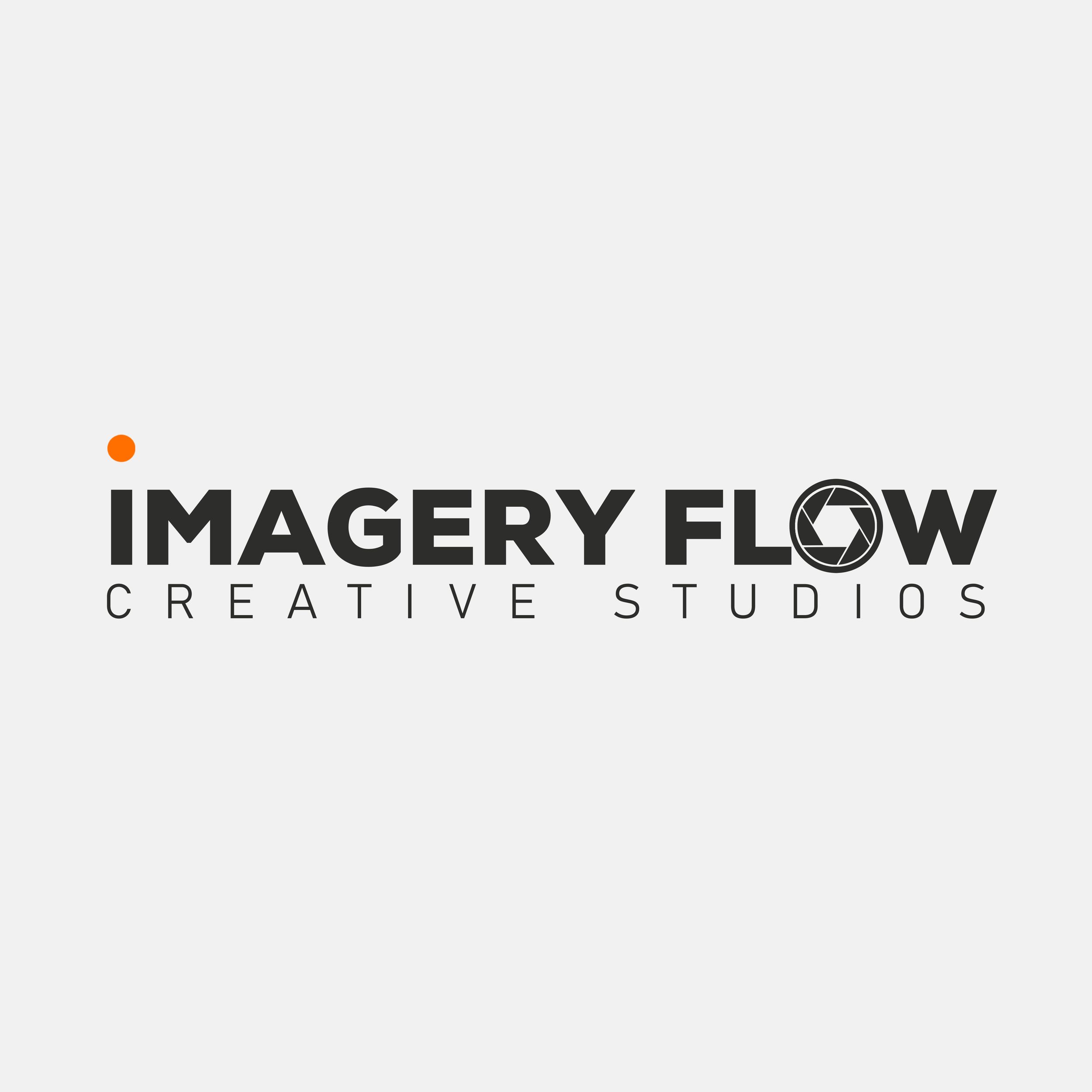 Imagery Flow Creative Studios logo design in minimalist black and orange style.