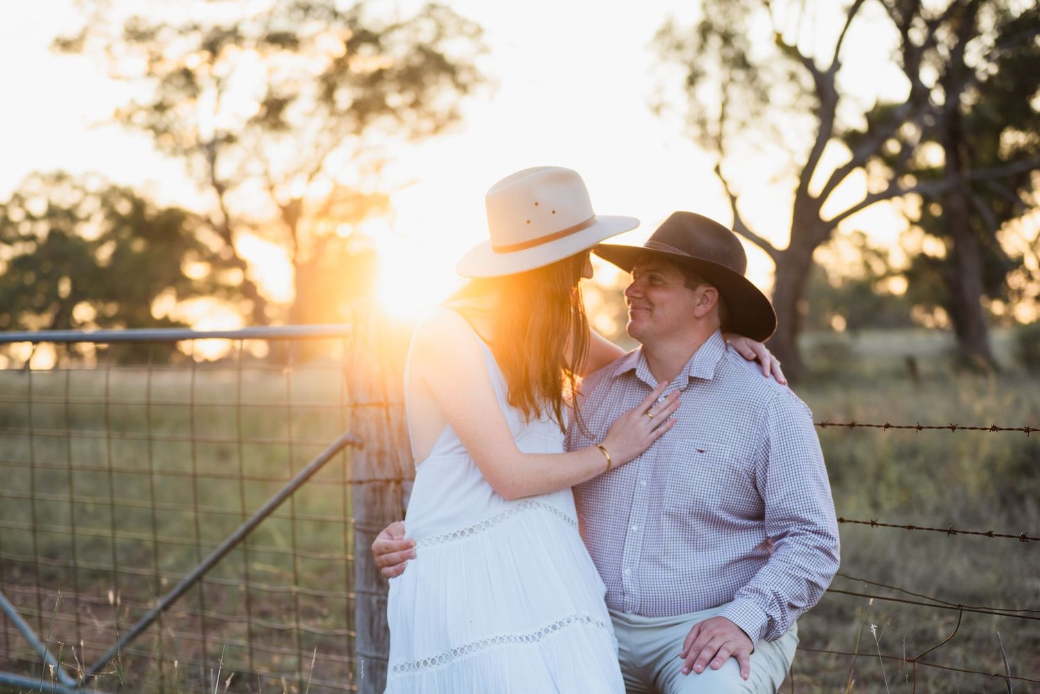 Couple cuddling, nose to nose in sunset Dubbo Photography