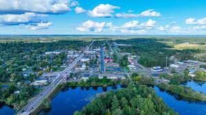 Aerial perspective over Spooner, Wisconsin