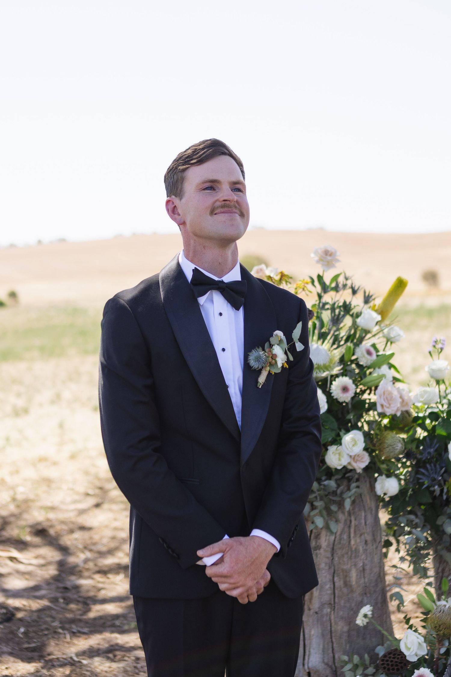 Groom smiling at bride at country NSW wedding
