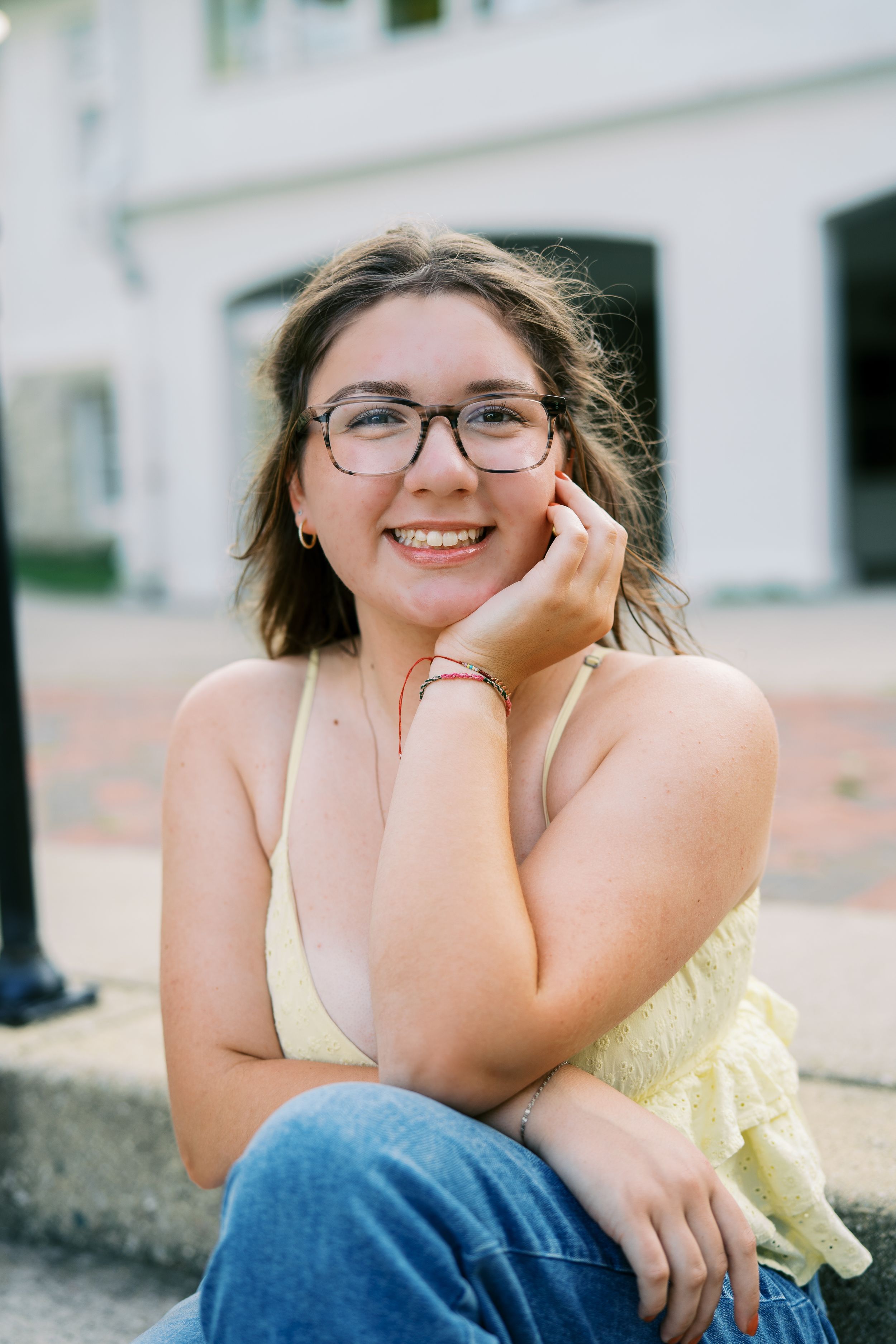 Candid outdoor portraits featuring casual summer style and natural expressions.