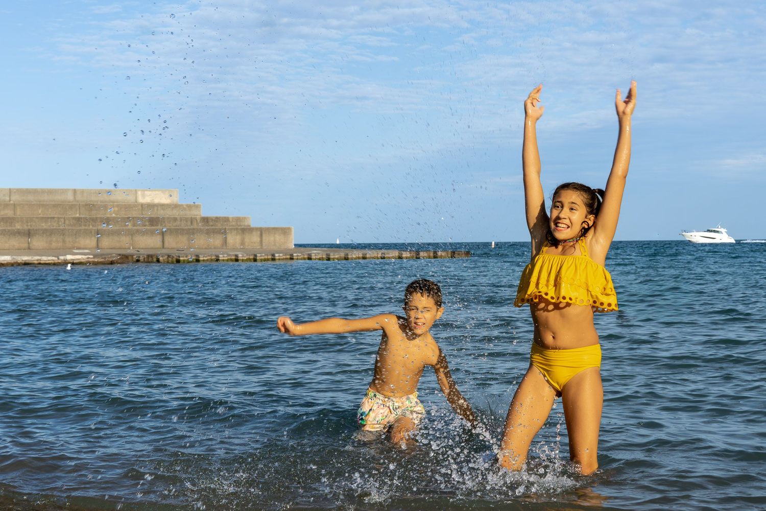 Kids playing in Lake Michigan.