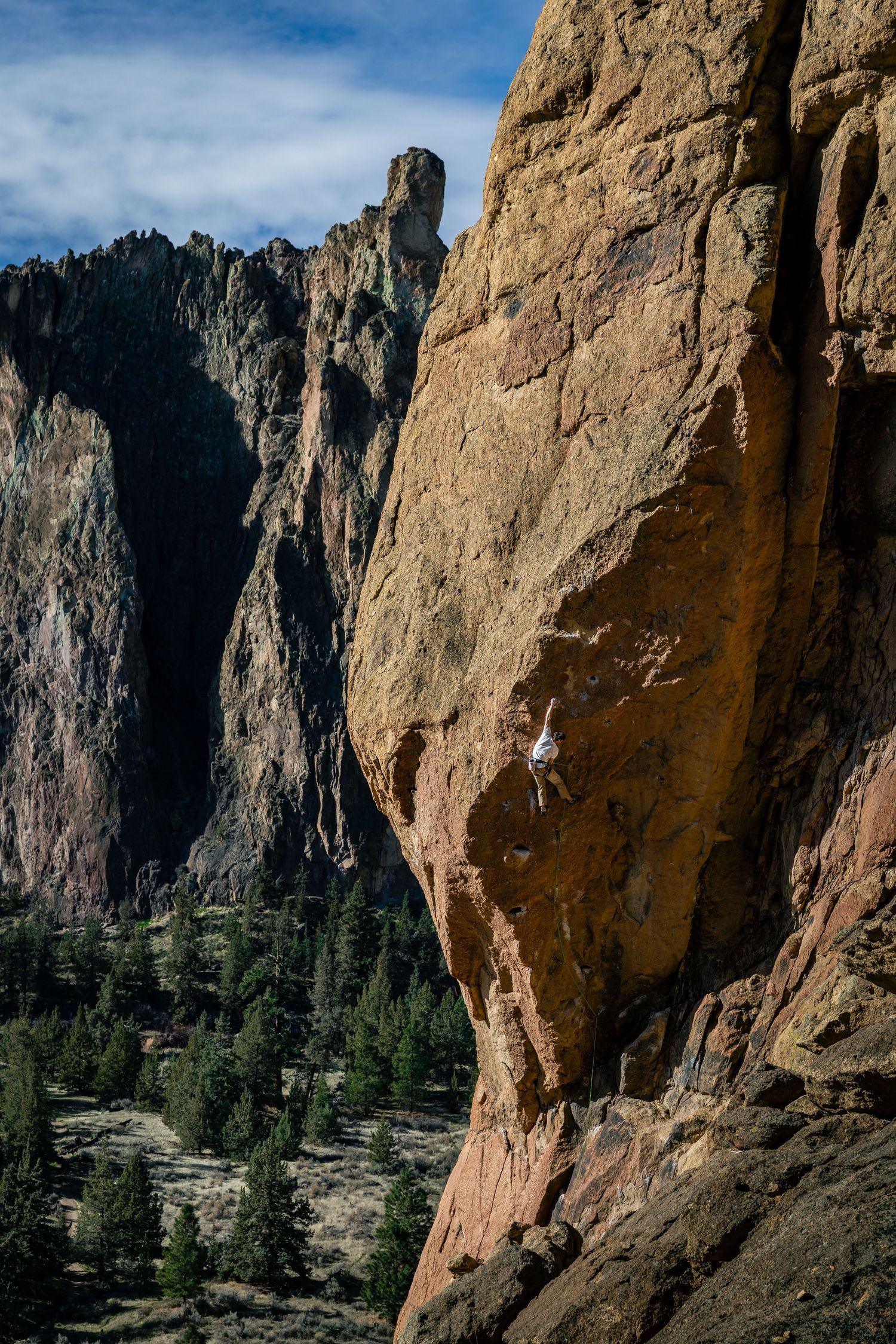 American climber Jordan Cannon sport climbing in Smith Rock State Park, Oregon, USA. Climbing photography and film by Jan Virt.