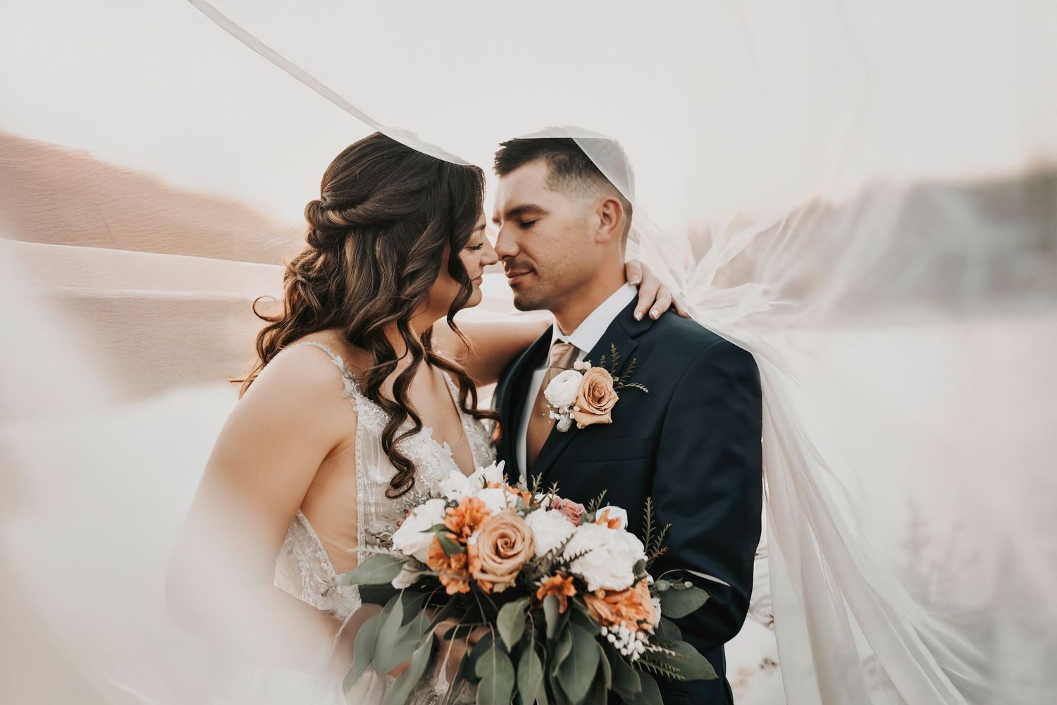 Golden hour wedding portraits at The Barn at Paradise Texas