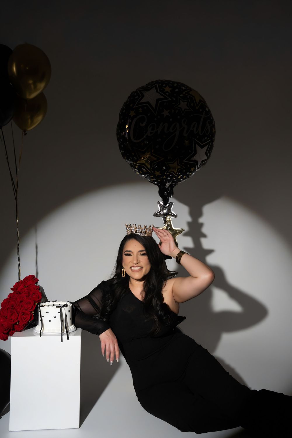 Birthday photoshoot of a woman in studio setting in Palatine, IL