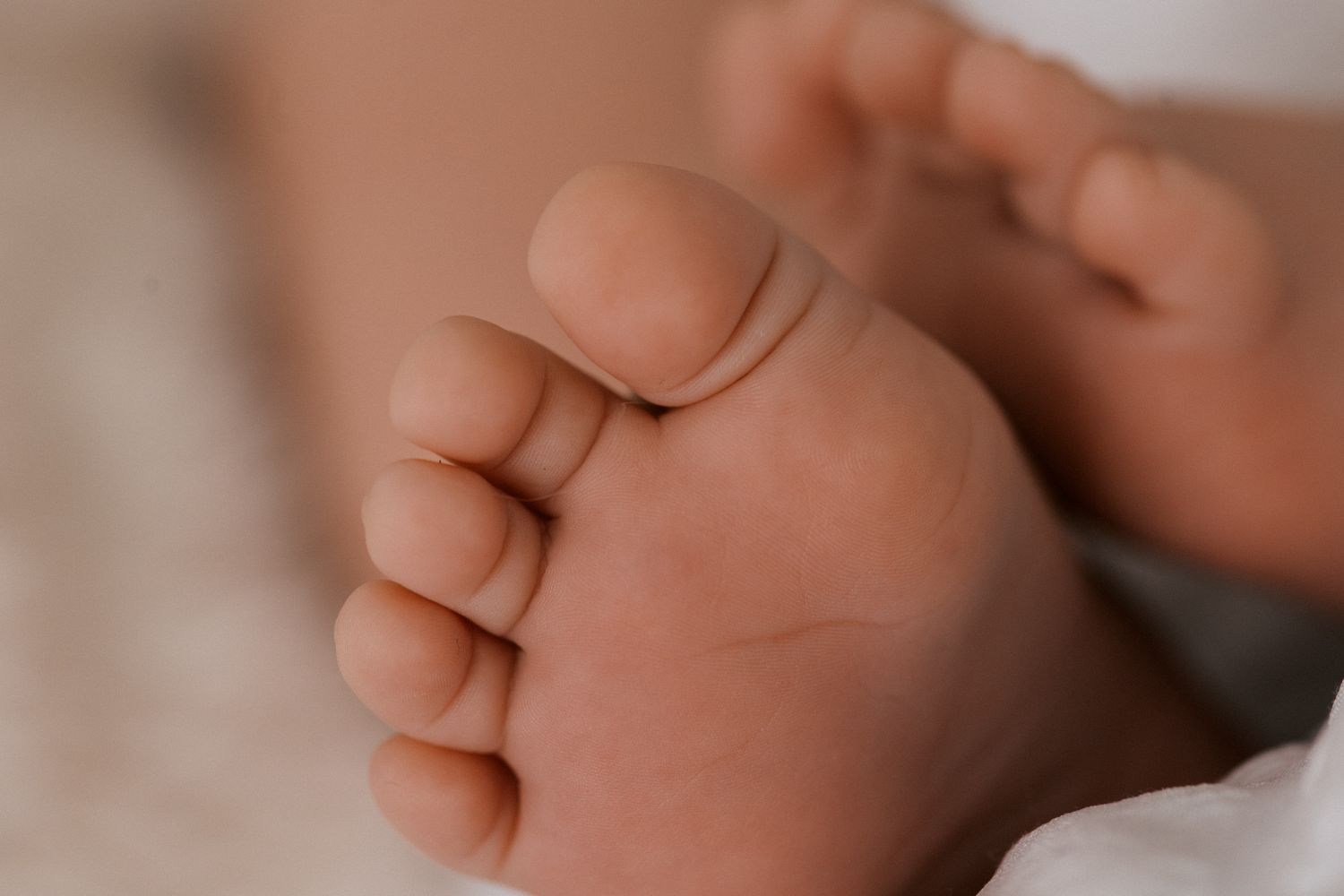 Series of gentle close-up shots showing delicate infant hands against neutral backgrounds.