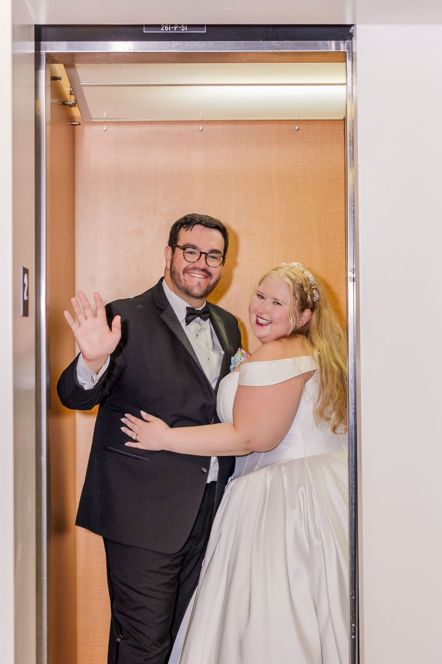 A sequence of photos showing a couple sharing a joyful moment in a doorway.