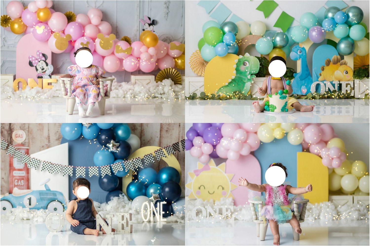 A festive party scene with colorful decorations, balloons, and banners arranged for a celebration.