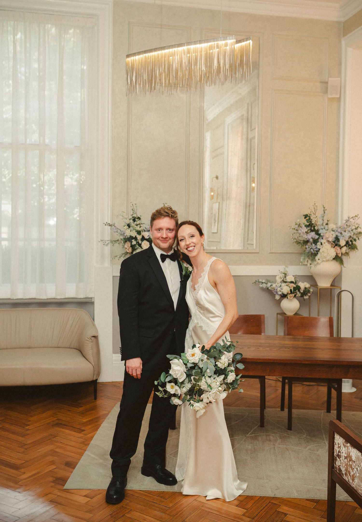 Wedding ceremony in Chelsea Town Hall, vintage wedding dress, wedding in pub