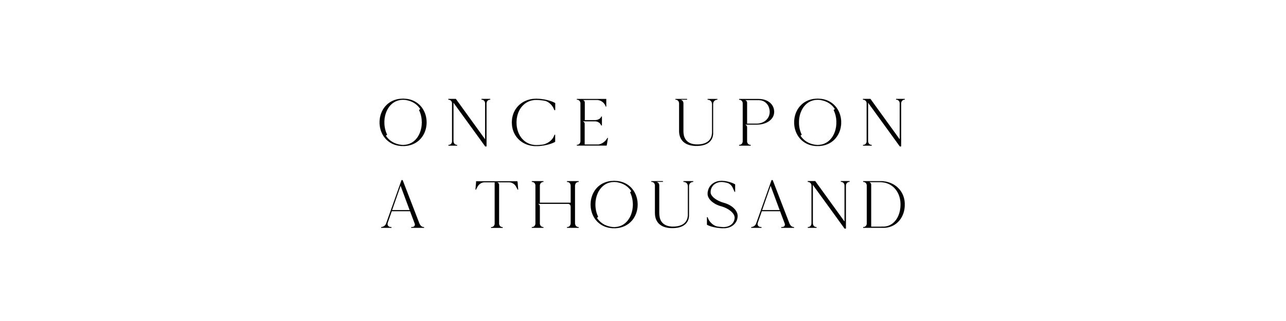 Black and white title page showing 'Once Upon a Thousand Stars' with delicate decorative text design.