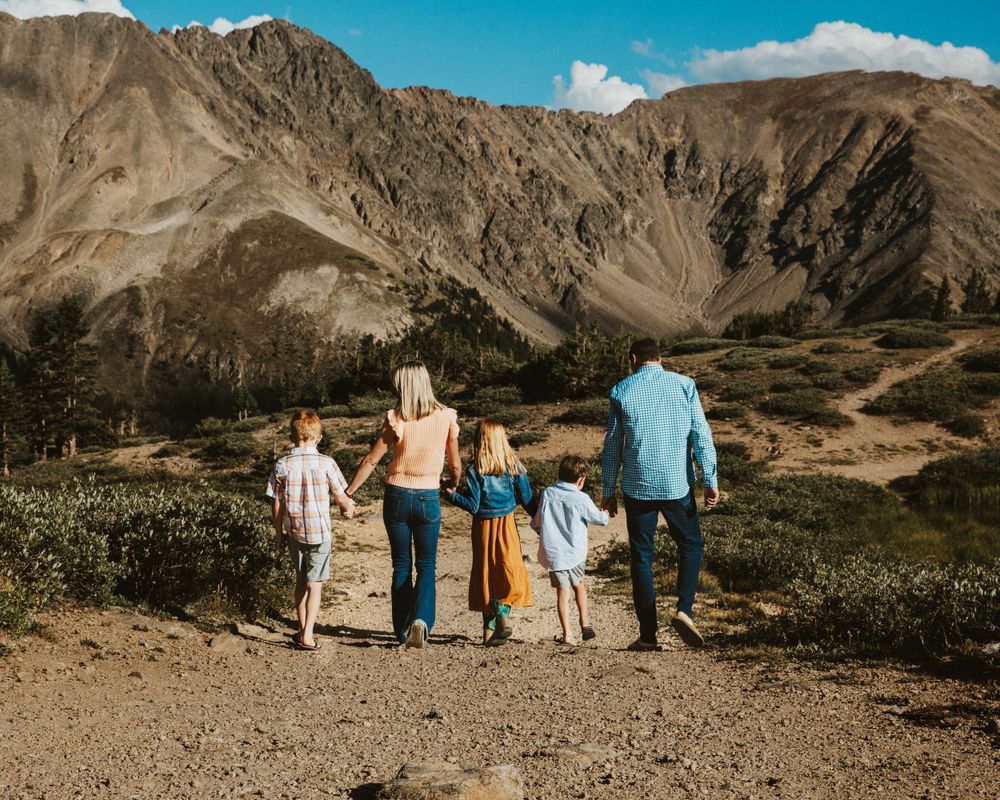 mountain family walking