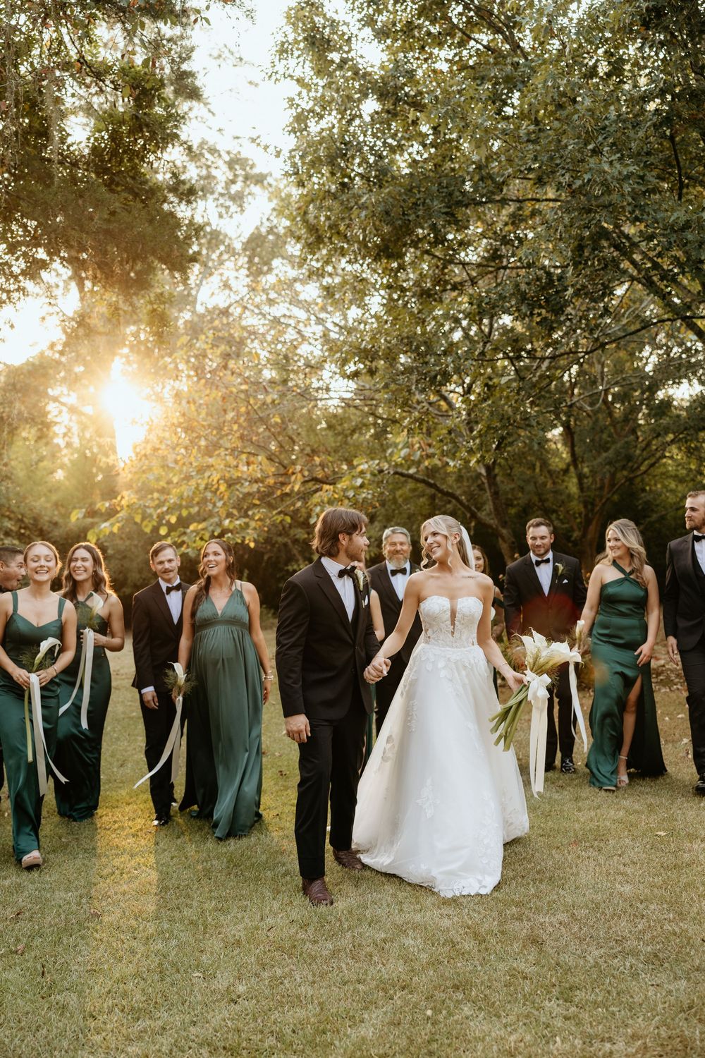 Wedding party celebrating together at The Elms of Coosada in Coosada, Alabama