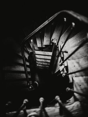Spiraling staircase in Cité des Arts artist residency in Montmartre, Paris, France. 2024