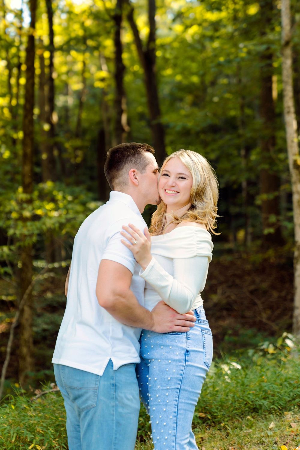 Maggie & Andrew's golden hour engagement at The Hangar wedding venue in Hocking Hills in Logan Ohio. Cincinnati Wedding Photographer