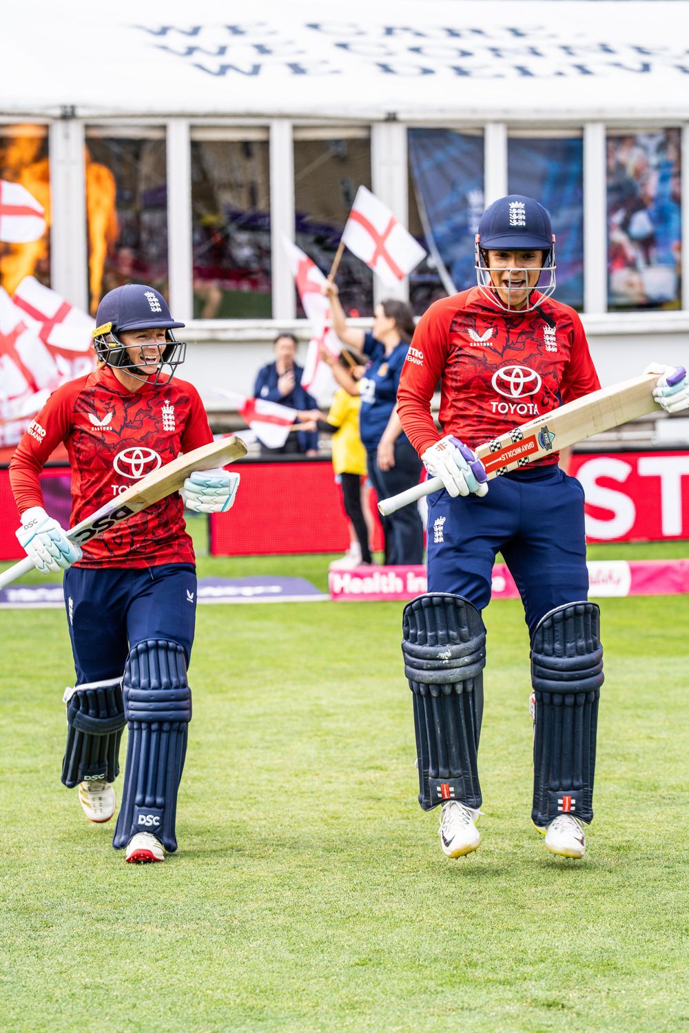 Sequence of cricket batting stance progression shots showing footwork and bat positioning on green field during match.