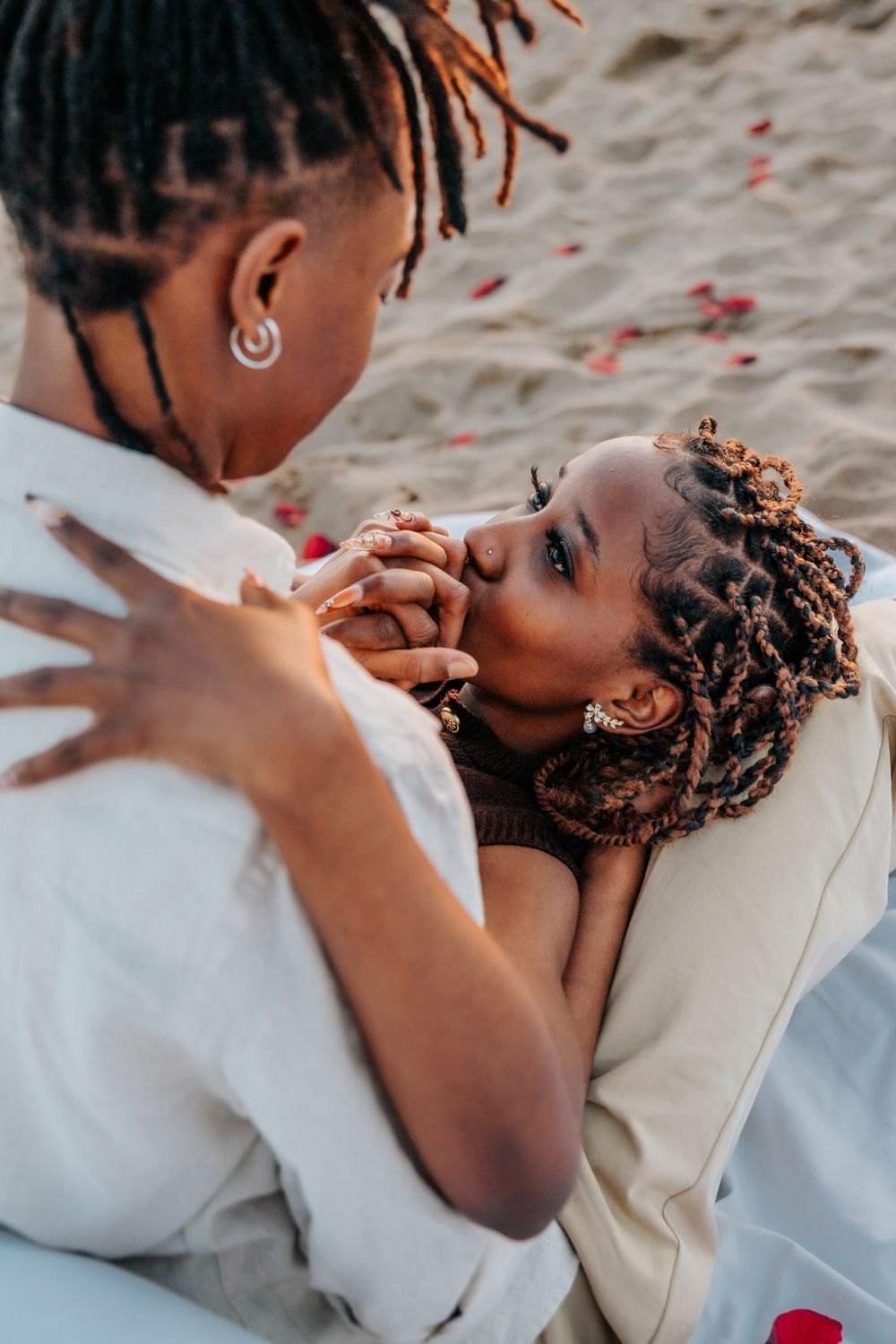 Valentine’s Day proposal on the sand