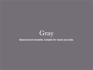 A collection of gray color swatches arranged in a horizontal row showing different shades and tones.
